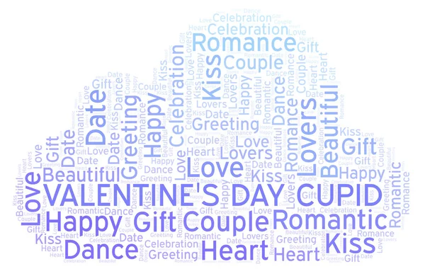 Valentine Day Cupidon Cuvânt Nor Word Cloud Realizat Numai Text — Fotografie, imagine de stoc