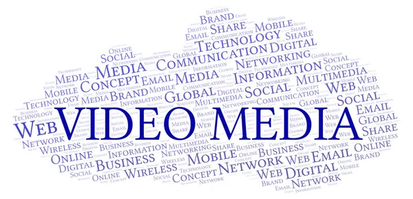 Video Media Word Cloud Word Cloud Med Endast Text — Stockfoto