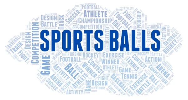 Sports Balls Nuvem Palavras Wordcloud Feito Apenas Com Texto — Fotografia de Stock