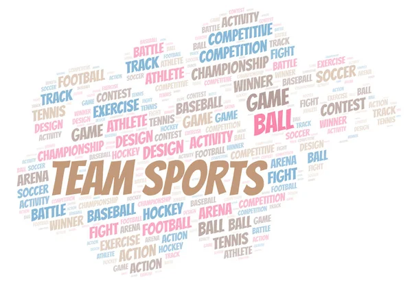 Team Sports Nuvem Palavras Wordcloud Feito Apenas Com Texto — Fotografia de Stock