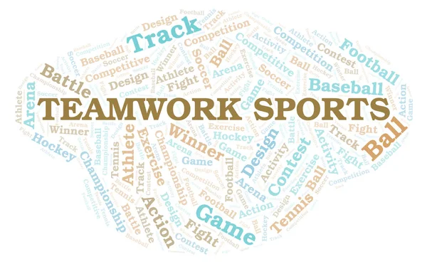 Týmové Sporty Slovo Mrak Wordcloud Pouze Text — Stock fotografie