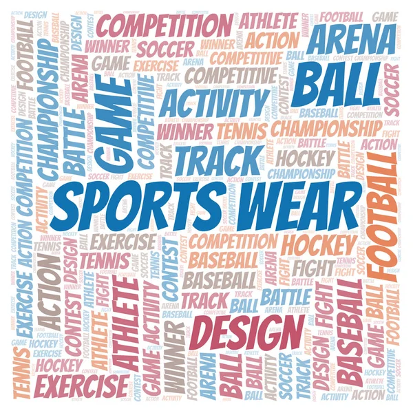 Spor Giyim Kelime Bulutu Yalnızca Metin Ile Yapılan Wordcloud — Stok fotoğraf