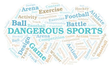 Tehlikeli spor kelime bulutu. Yalnızca metin ile yapılan Wordcloud.