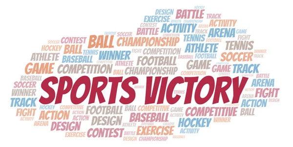 スポーツの勝利単語の雲 テキストのみで作られた Wordcloud — ストック写真