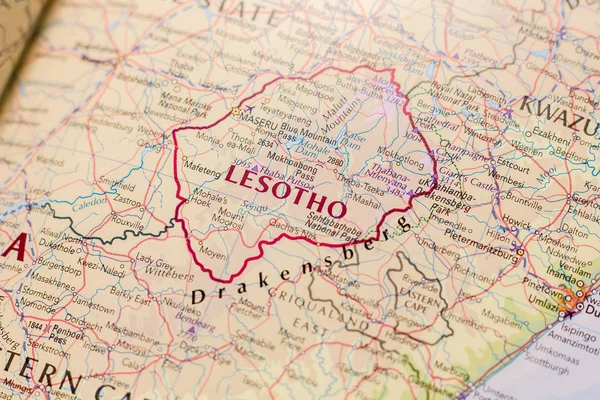 Ivanovsk Rusya Ocak 2019 Lesotho Dünya Haritası Üzerinde — Stok fotoğraf