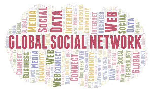 Nube Palabras Red Social Global Wordcloud Hecho Solo Con Texto — Foto de Stock