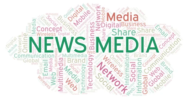 News Media Word Cloud Nuvola Parole Fatta Solo Con Testo — Foto Stock