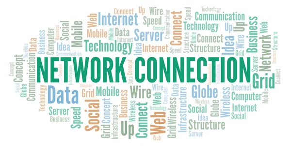 Network Connection Word Cloud Nuvola Parole Fatta Solo Con Testo — Foto Stock