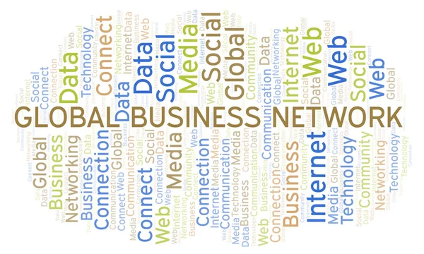 Nube Palabras Global Business Network Wordcloud Hecho Solo Con Texto —  Fotos de Stock