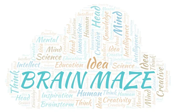 Nuage Mots Brain Maze Wordcloud Fait Avec Texte Seulement — Photo