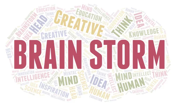 Brain Storm Word Cloud Wordcloud Gemaakt Met Alleen Tekst — Stockfoto