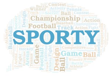 Sportif kelime bulutu. Yalnızca metin ile yapılan Wordcloud.