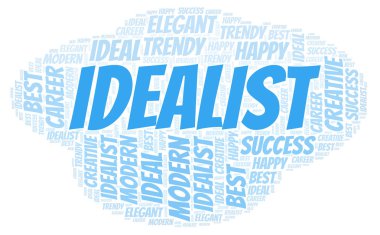 İdealist kelime bulutu. Yalnızca metin ile yapılan Wordcloud.