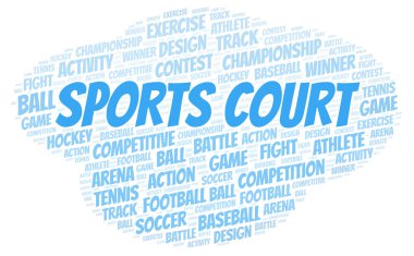 Mahkeme kelime bulutu spor. Yalnızca metin ile yapılan Wordcloud.