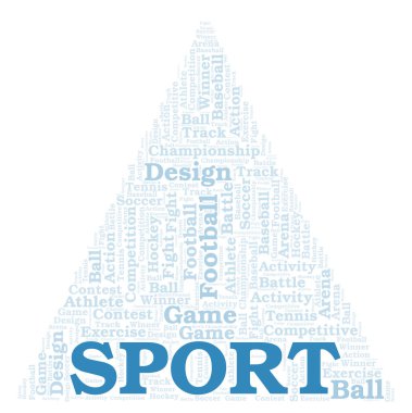 Spor kelime bulutu. Yalnızca metin ile yapılan Wordcloud.