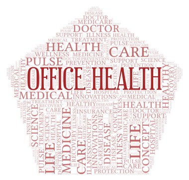 Office sağlık kelime bulutu. Yalnızca metin ile yapılan Wordcloud.