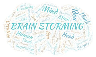 Beyin fırtınası kelime bulutu. Yalnızca metin ile yapılan Wordcloud.