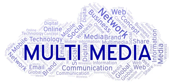 Multi Media Word Cloud Word Cloud Med Endast Text — Stockfoto