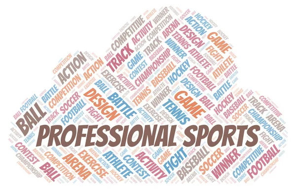 Profesionální Sportovní Slovo Mrak Wordcloud Pouze Text — Stock fotografie