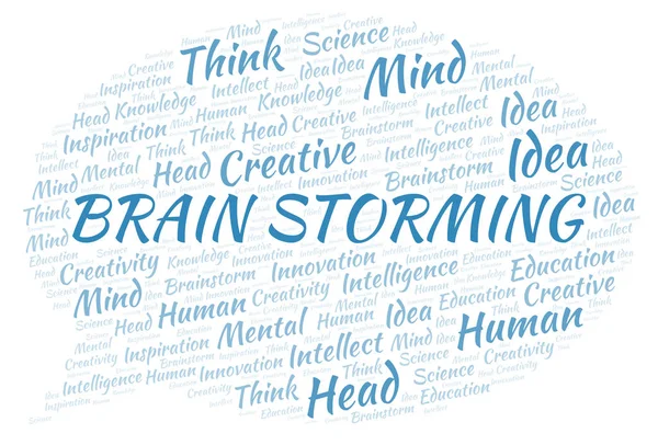 Brain Storming Mot Nuage Wordcloud Fait Avec Texte Seulement — Photo