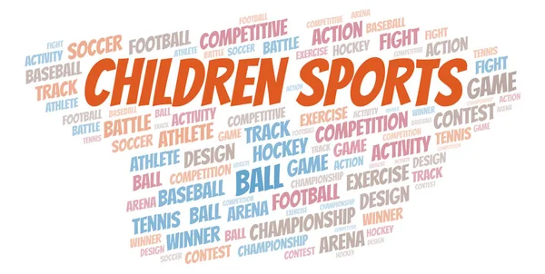 Barn Sport Word Cloud Wordcloud Gjorda Med Endast Text — Stockfoto