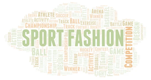 Sport Fashion Nuvem Palavras Wordcloud Feito Apenas Com Texto — Fotografia de Stock