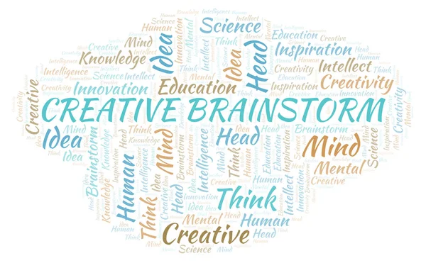 Creative Brainstorm Slovo Mrak Wordcloud Pouze Text — Stock fotografie