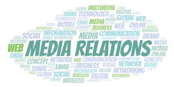 Media Relations word cloud. Word cloud made with text only.