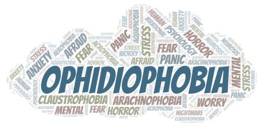 Ophidiophobia kelime bulutu. Yalnızca metin ile yapılan Wordcloud.