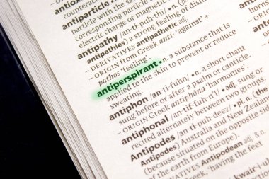 Antiperspirant sözcüğü veya tümceciği bir sözlük