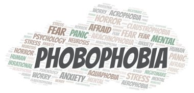 Phobophobia kelime bulutu. Yalnızca metin ile yapılan Wordcloud.