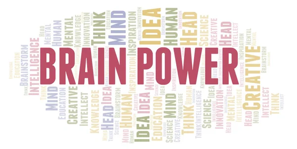 Brain Power Word Cloud Wordcloud Gemaakt Met Alleen Tekst — Stockfoto