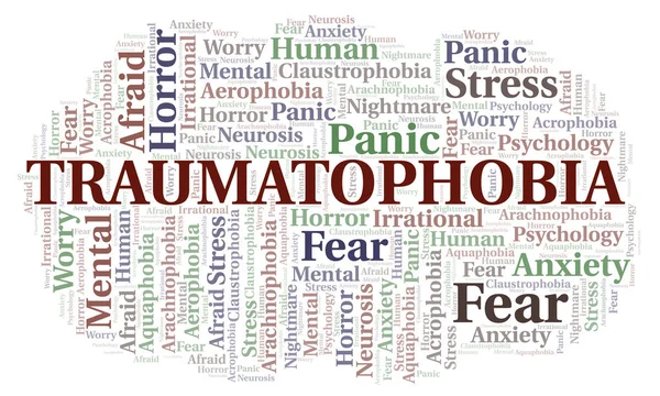 Traumatophobia Kelime Bulutu Yalnızca Metin Ile Yapılan Wordcloud — Stok fotoğraf