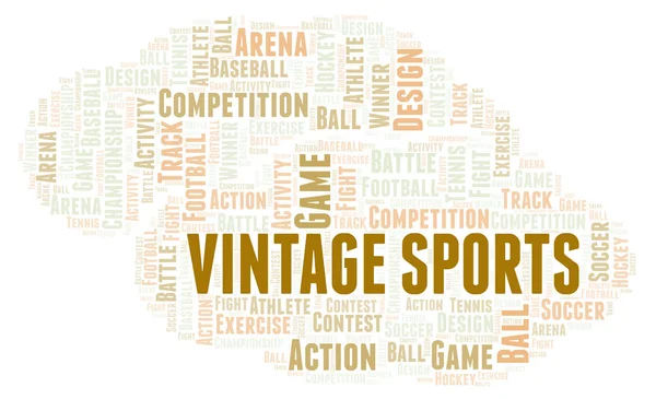 Vintage Sports Nuvem Palavras Wordcloud Feito Apenas Com Texto — Fotografia de Stock