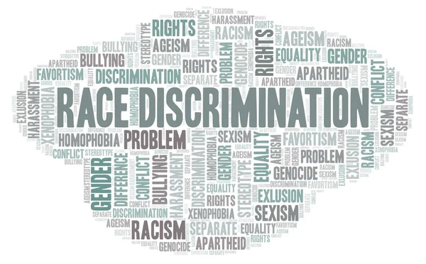 Расовая Дискриминация Тип Дискриминации Облако Слов Wordcloud Made Text Only — стоковое фото