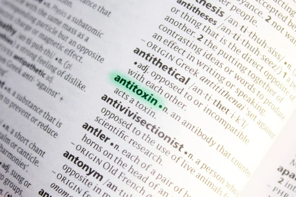 Antitoksin Sözcüğü Veya Tümceciği Bir Sözlük — Stok fotoğraf