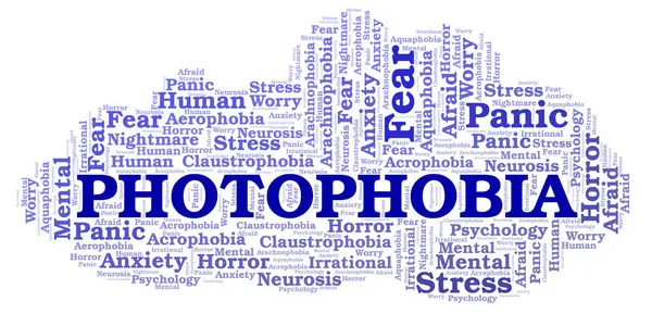 Облако Слова Фотофобия Wordcloud Made Text Only — стоковое фото