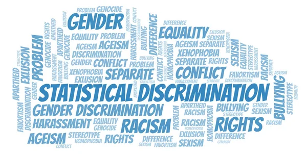 Статистична Дискримінація Тип Дискримінації Хмара Слів Wordcloud Зроблено Лише Текстом — стокове фото