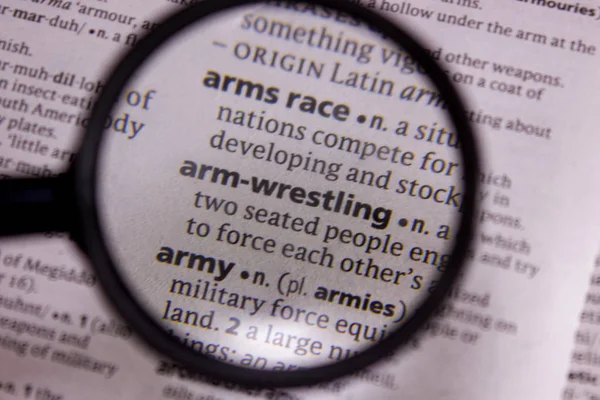 Arm Wrestling Woord Woordgroep Een Woordenboek — Stockfoto