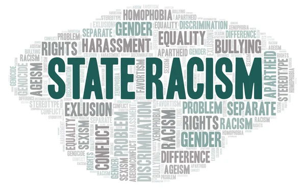 Σύννεφο Λέξεων Τύπος Διακρίσεις Ρατσισμός Του Κράτους Wordcloud Γίνεται Κείμενο — Φωτογραφία Αρχείου
