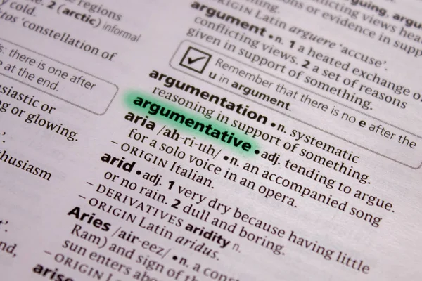 Argumentative Word Phrase Dictionary — Stock Photo, Image