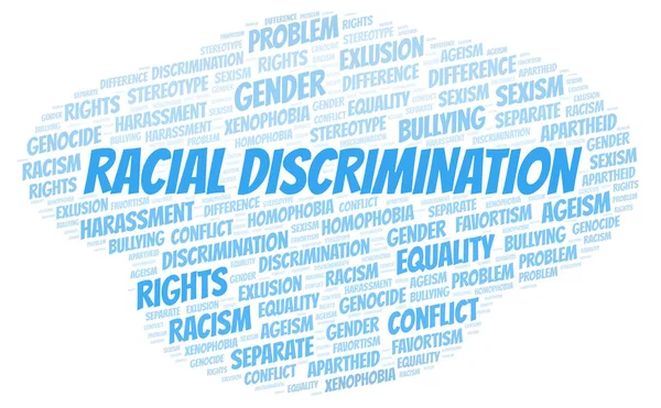 Rasové Diskriminace Druh Diskriminace Slovo Mrak Wordcloud Pouze Text — Stock fotografie