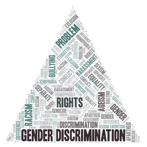 Гендерна Дискримінація Тип Дискримінації Хмара Слів Wordcloud Зроблено Лише Текстом — стокове фото
