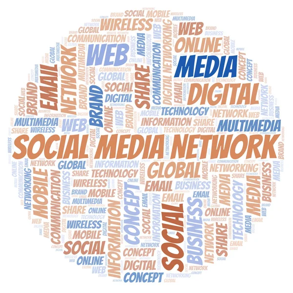 Social Media Network Word Cloud Nuvola Parole Fatta Solo Con — Foto Stock