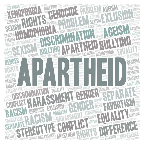 Apartheid Tipo Discriminazione Parola Nuvola Wordcloud Realizzato Solo Con Testo — Foto Stock