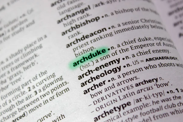 Archduke Word Phrase Dictionary — Stock Photo, Image