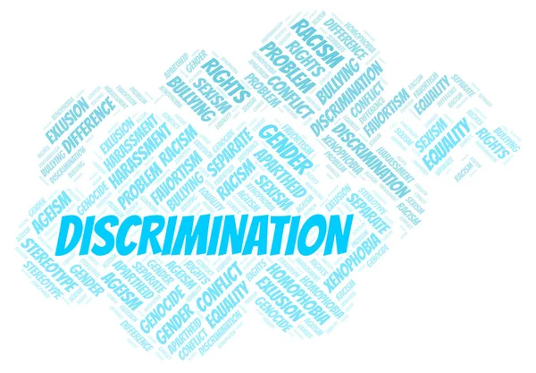 Discriminación Tipo Discriminación Nube Palabras Wordcloud Hecho Solo Con Texto —  Fotos de Stock