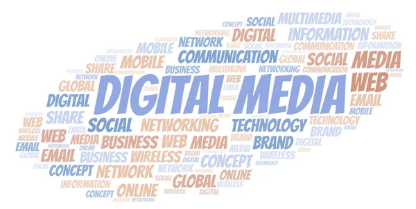 Digitala Medier Word Cloud Word Cloud Med Endast Text — Stockfoto