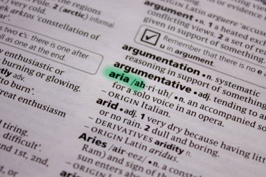 ARIA sözcüğü veya tümceciği bir sözlük