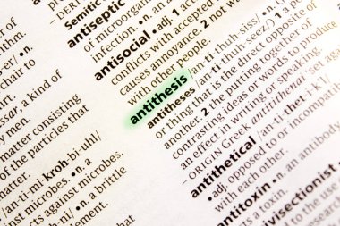 Antitezi sözcüğü veya tümceciği bir sözlük